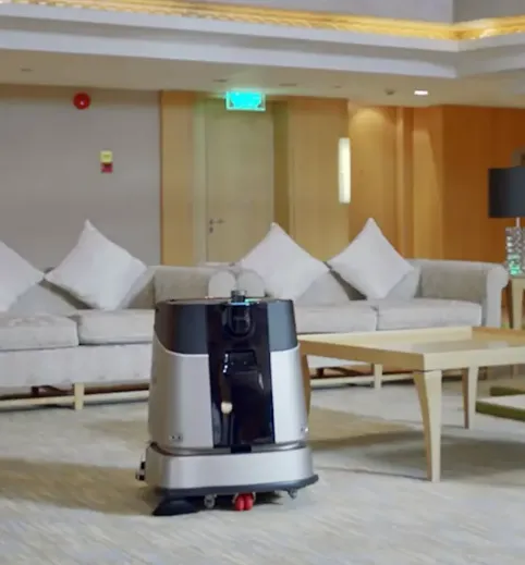 Commercial floor-cleaning robot